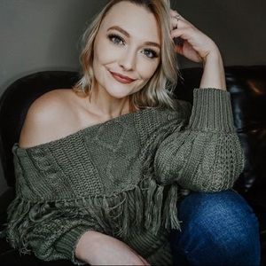 Olive Off The Shoulder Sweater